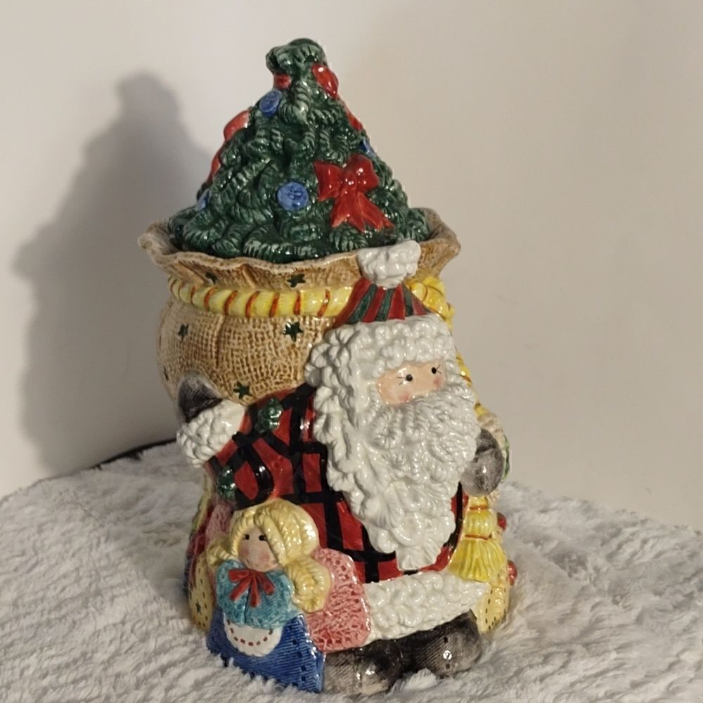 Fitz & Floyd Christmas Ceramic Cookie Jar